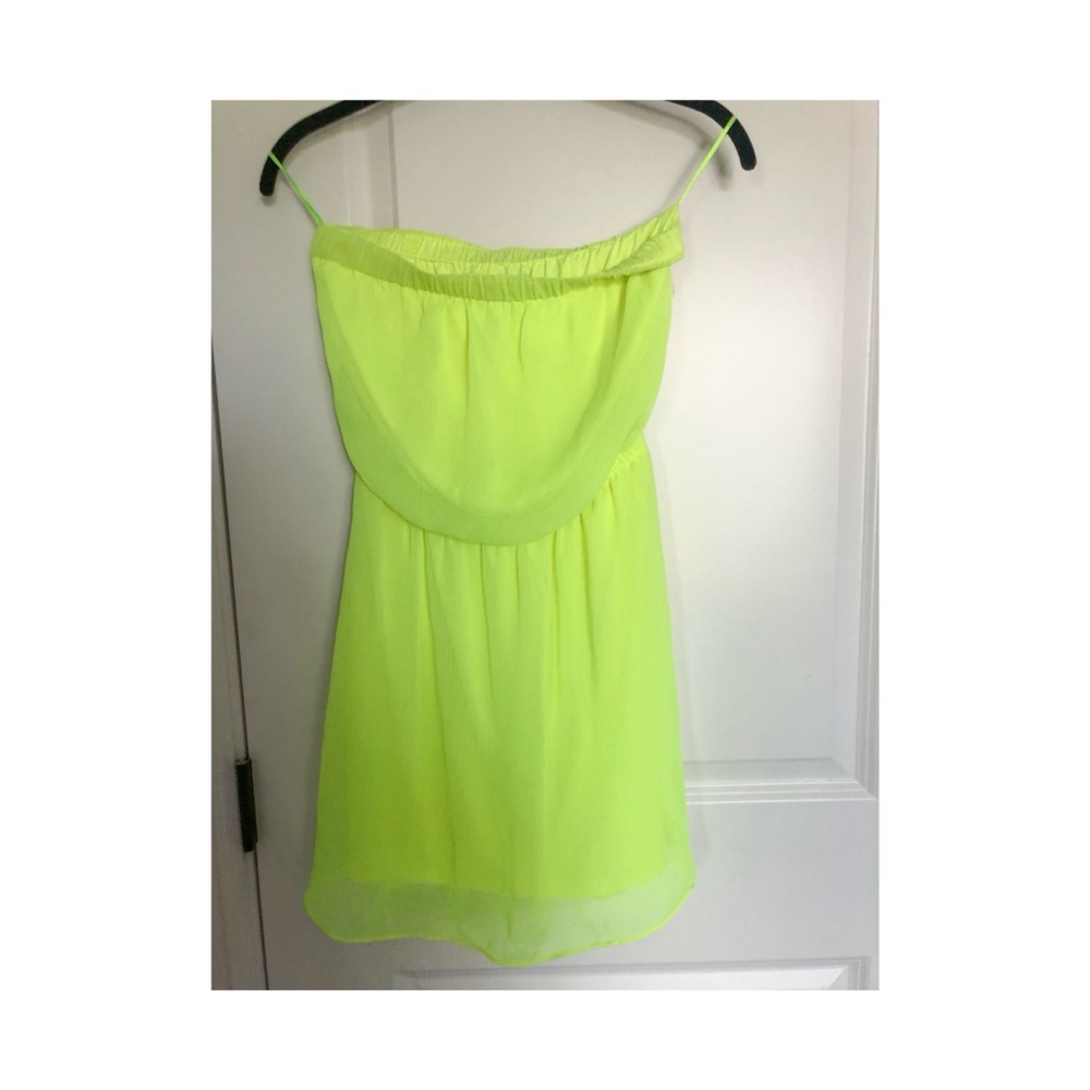 Neon yellow strapless dress